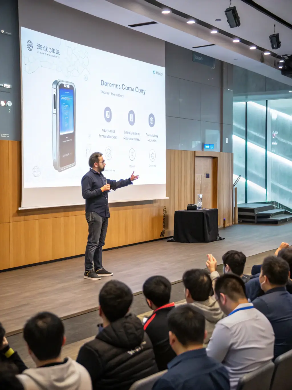 A professional shot of the Gauteng Accelerator Program Demo Day, featuring startups pitching their ideas to potential investors.